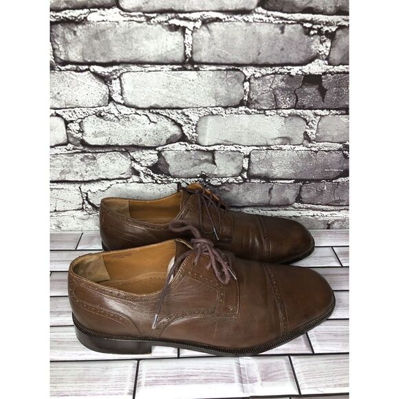 Strada Firenze Brown Leather Cap Toe Lace Up Oxfords Dress Shoes Men Sz 10.5M US - Picture 5 of 16